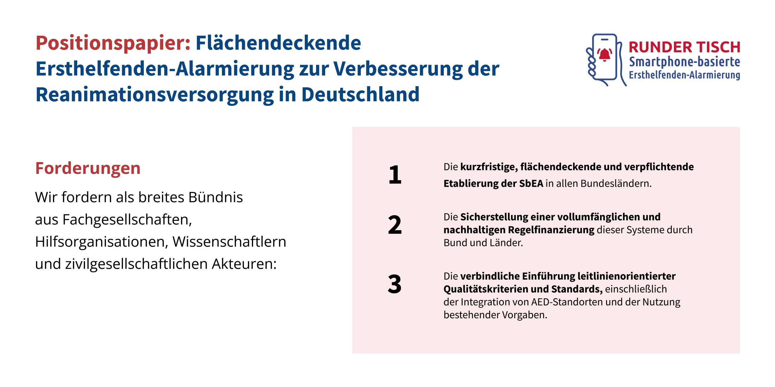 Grafik: Positionspapier zur flächendeckenden Einführung der Smartphone-basierten ErsthelfendenAlarmierung